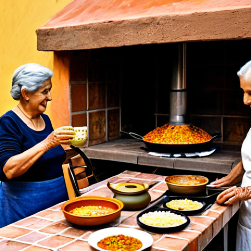 Home 3 요리와 문화를 주제로 한 포럼 개최 - "Cocina de la Abuela" (Grandmother's Kitchen)**
Prompt: Cozy Spanish grandmother's kitchen, warm li...