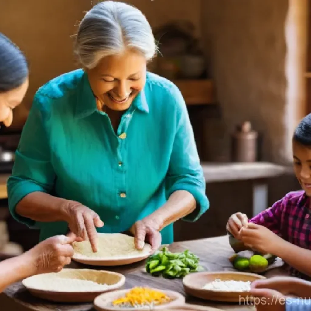 음식 다문화 교육의 필요성 - **Cultural Culinary Exchange:** A vibrant, naturalistic photo depicting a diverse group of people, i...