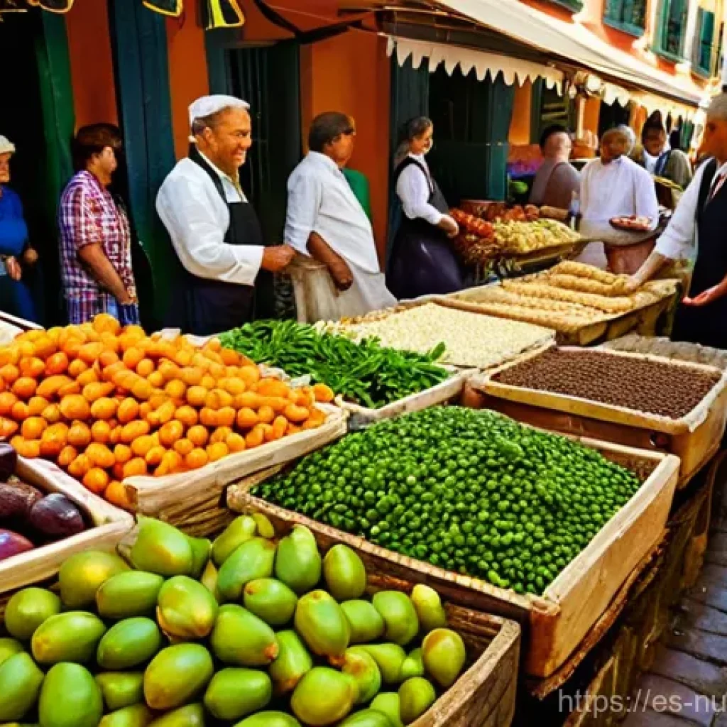 요리 교류 문화에 대한 연구 논문 소개 - **Prompt 1: A Historic Culinary Crossroads Market**
"A vibrant, bustling open-air market scene s...