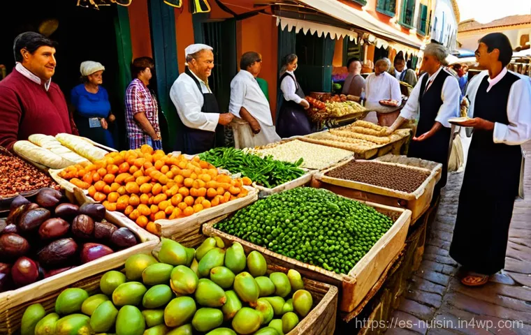 요리 교류 문화에 대한 연구 논문 소개 - **Prompt 1: A Historic Culinary Crossroads Market**
"A vibrant, bustling open-air market scene s...